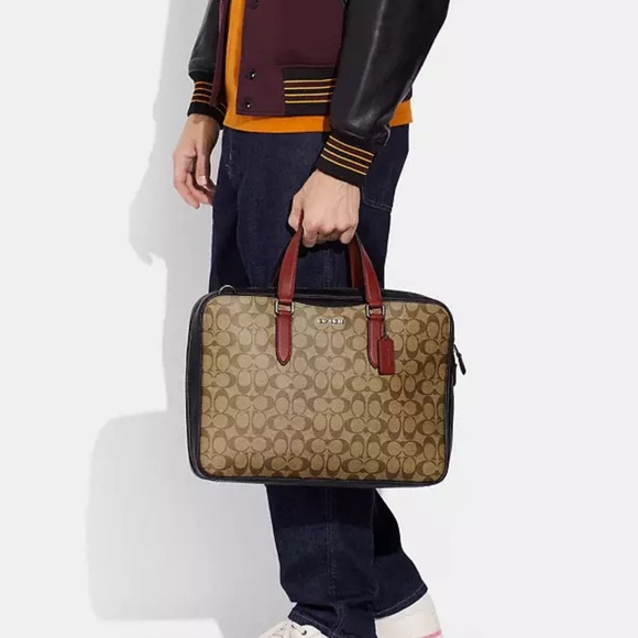 Coach Graham Slim Brief In Colorblock Signature Canvas - Picture 11 of 11